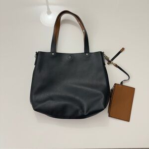 Street Level Faux Leather Crossbody Black Adjustable Strap Magnetic Snap Purse